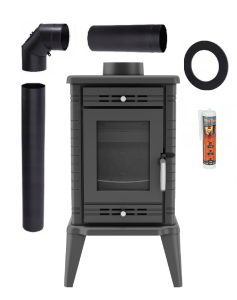 Piec wolnostojący koza K10 10 kW fi 130 zestaw