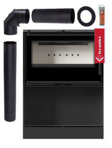 Piec wolnostojący koza Kari 70 8 kW z wnęką na drewno zestaw