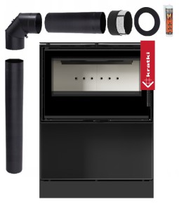 Piec wolnostojący koza Kari 70 8 kW z wnęką na drewno zestaw 