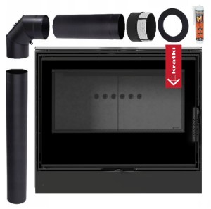 Piec wolnostojący koza Kari 80 12 kW czarny termotec zestaw