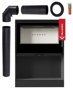 Piec wolnostojący koza Kari 80 12 kW  z wnęką na drewno zestaw