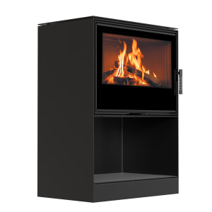 Piec wolnostojący koza Kari 80 12 kW  z wnęką na drewno czarny termotec