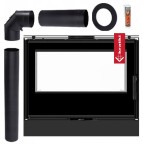 Piec wolnostojący koza Kari 80 Tunel 12 kW czarny termotec zestaw