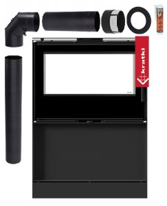 Piec wolnostojący koza Kari 80 Tunel 12 kW z wnęką na drewno zestaw